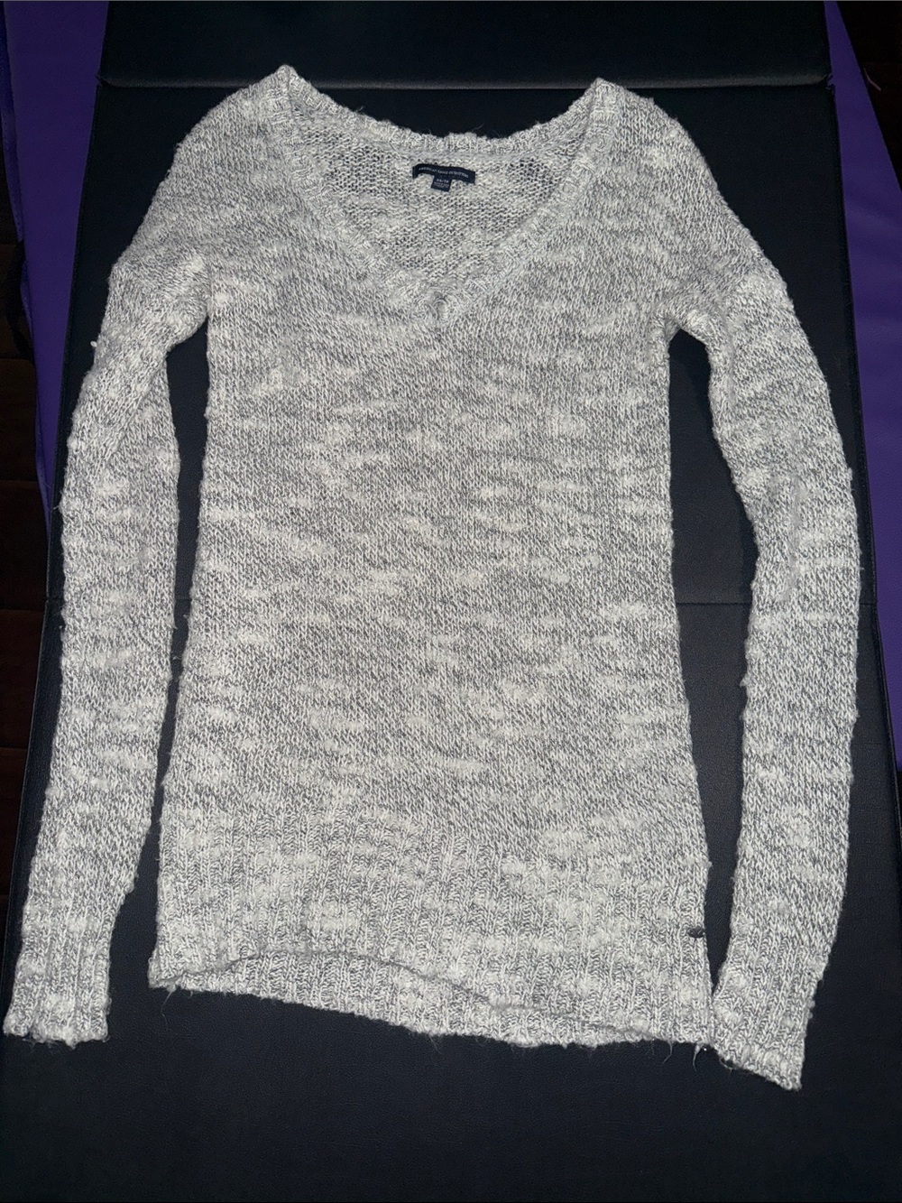 Urban Outfitters Gray Marled V-Neck Sweater